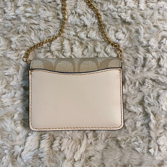 NWT Coach Signature Mini Wallet Appliqué Floral Design on Gold Chain - Picture 8 of 10